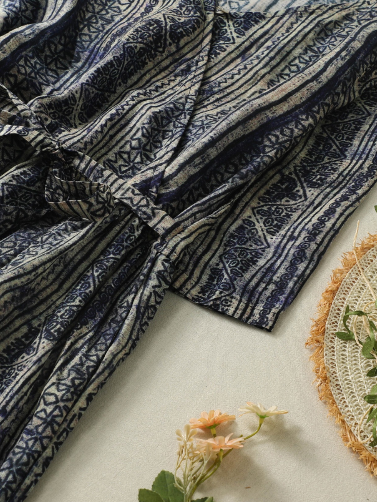 V-Neck Short Sleeve Midi Dress - Linen Dress Wrap のレビューと価格