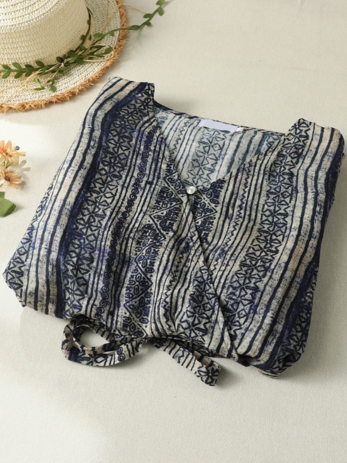 V-Neck Short Sleeve Midi Dress - Linen Dress Wrap のレビューと価格