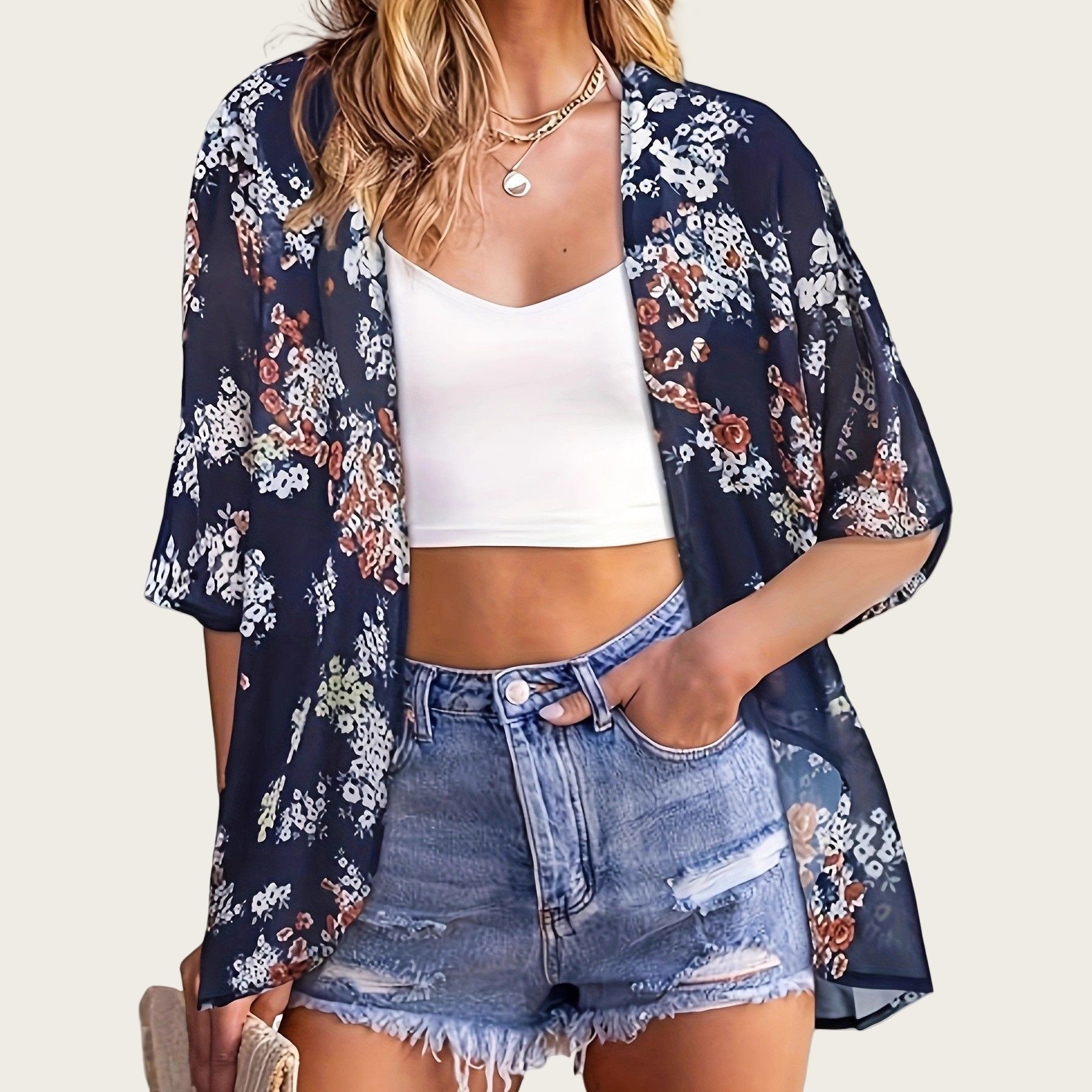 Swimsuit Woman 2025 Kimono Car - Kimono Sheer Floral のレビューと価格