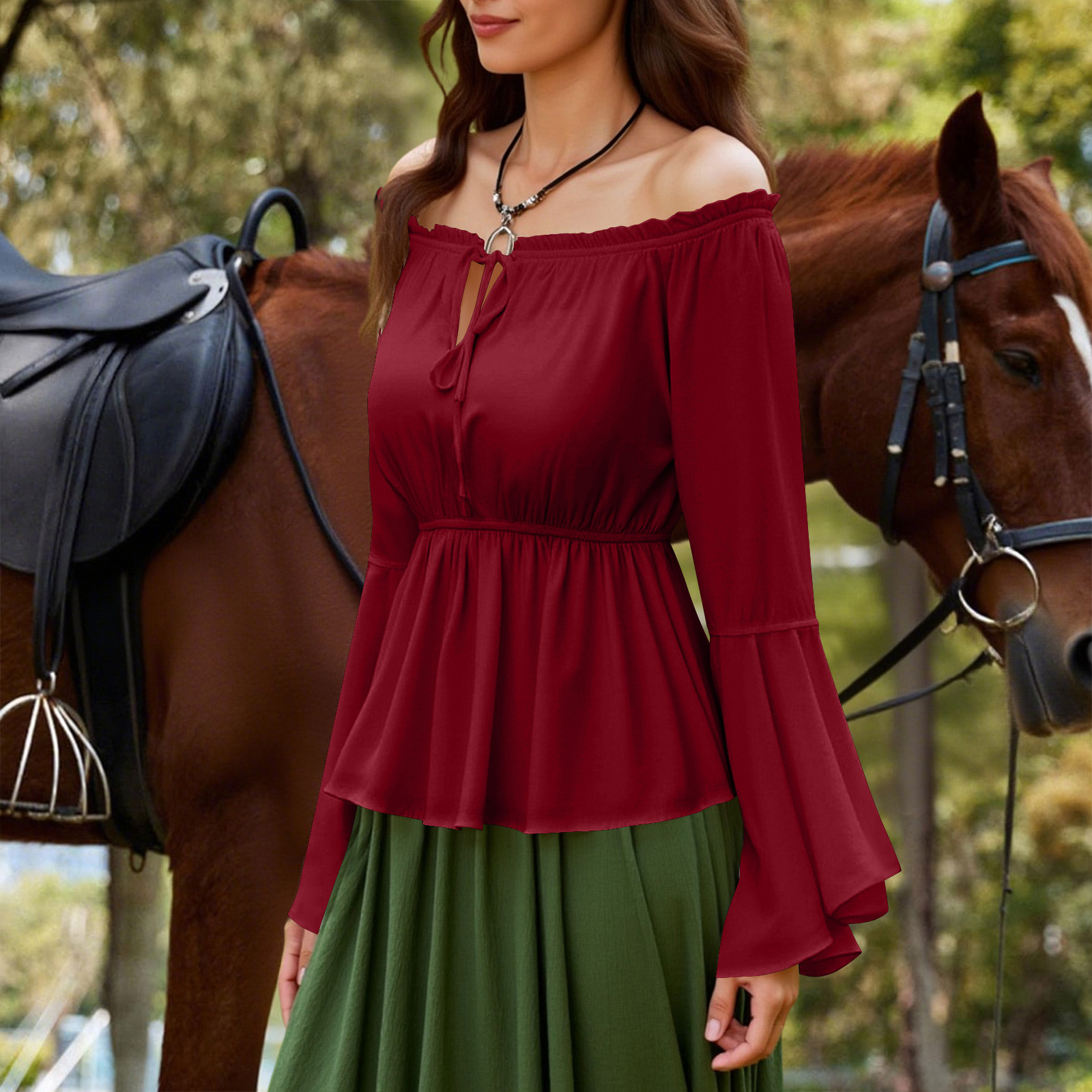 Womens Blouse Gothic Renaissan - Blouse Off Shoulder のレビューと価格