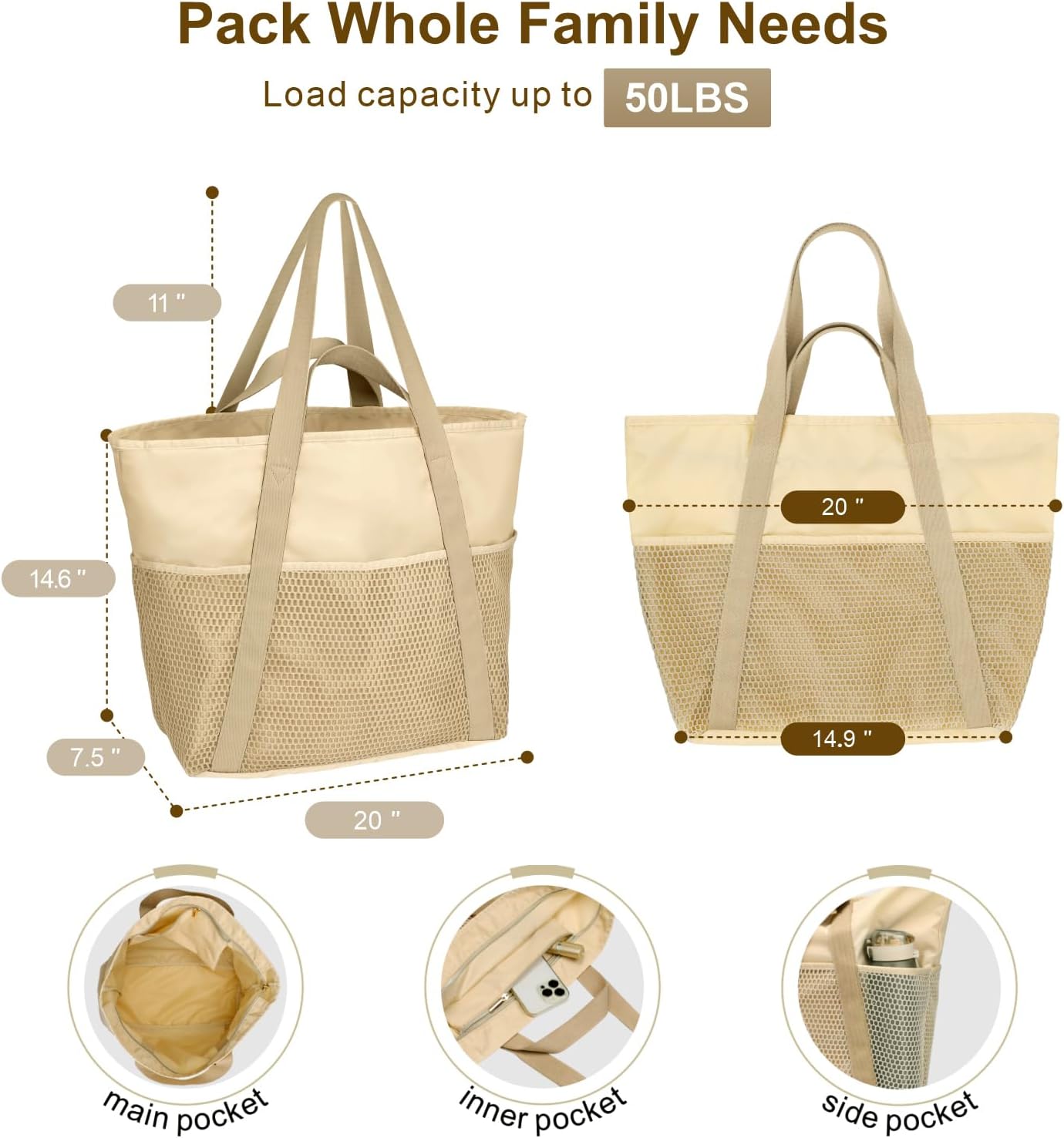 Waterproof Beach Bags for Wome - Tote Bag Beach のレビューと価格