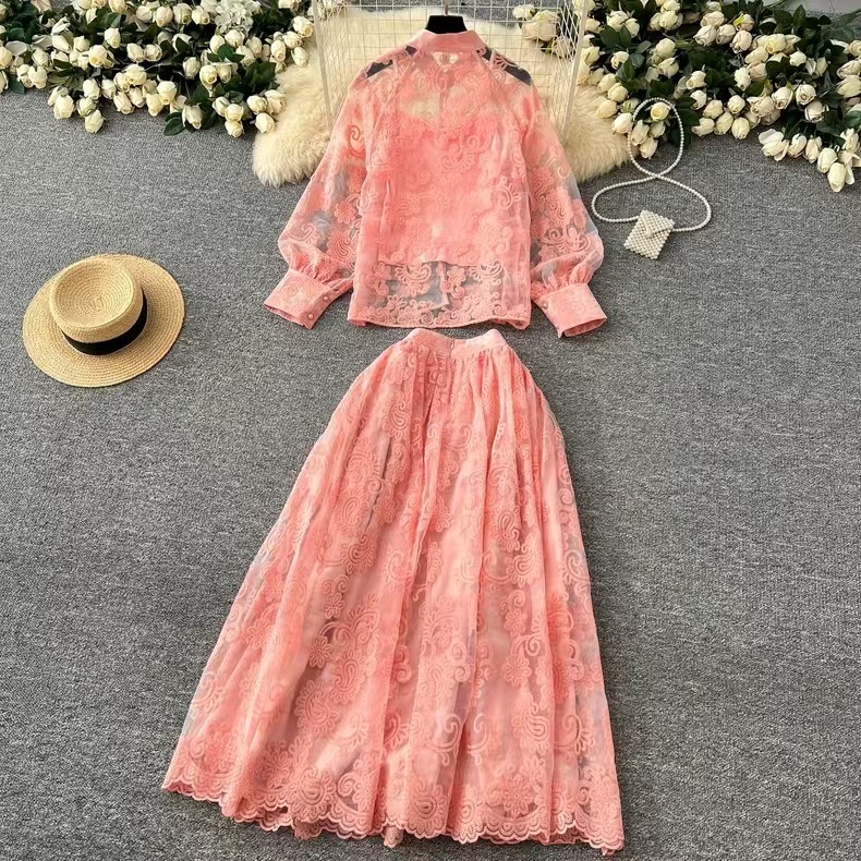 Elegant 2 Piece Long Dress Wom - Midi Skirt Floral のレビューと価格