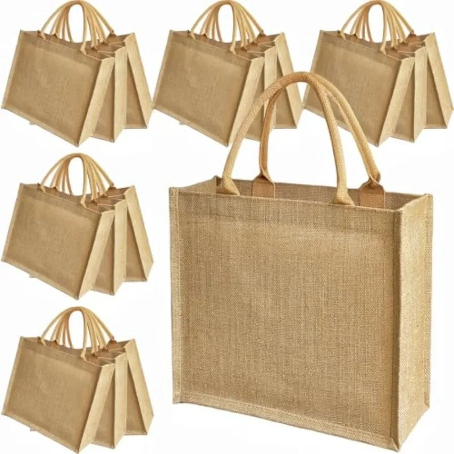 15 Pack Burlap Tote Bags 12x12 - Tote Bag Beach のレビューと価格