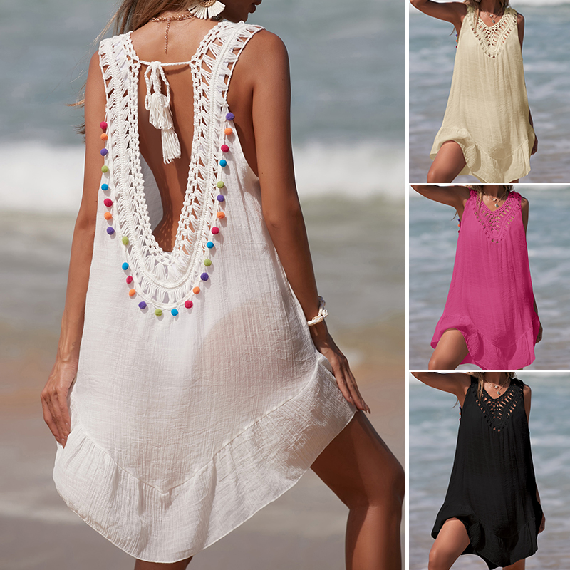 Women V-Neck Backless Hollow O - Cover Up Kaftan のレビューと価格