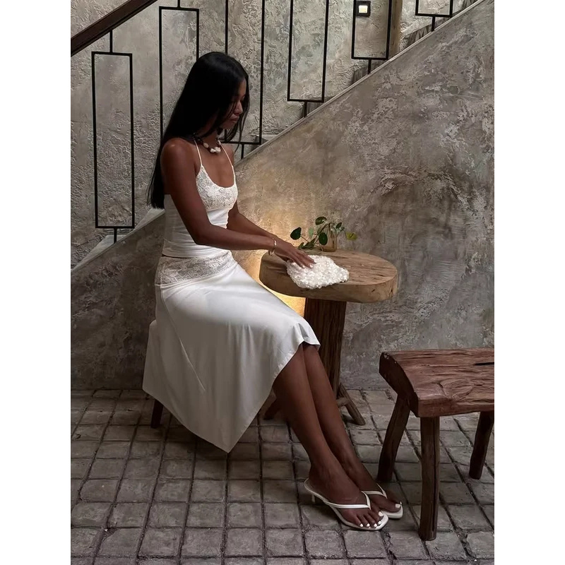Sexy Lace Patchwork Sling Top  - Maxi Dress Halter のレビューと価格