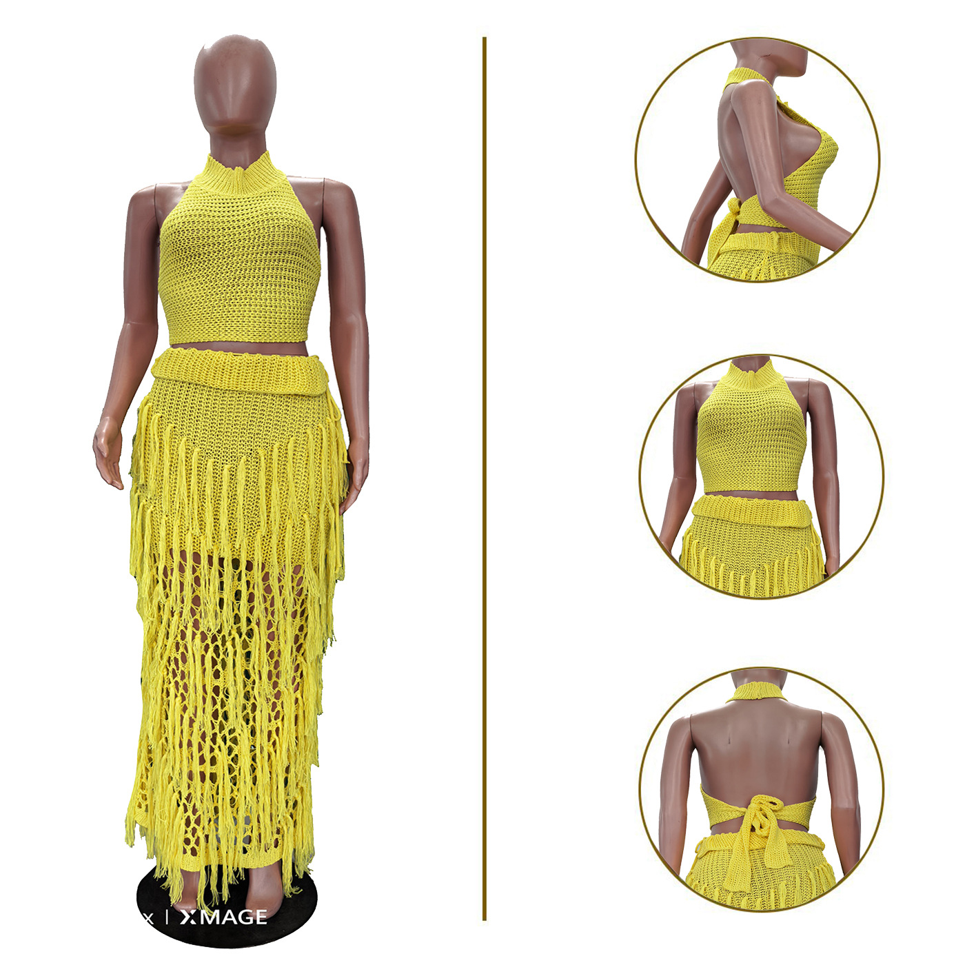 Crochet Knit Maxi Dress 2 Piec - Maxi Dress Halter のレビューと価格
