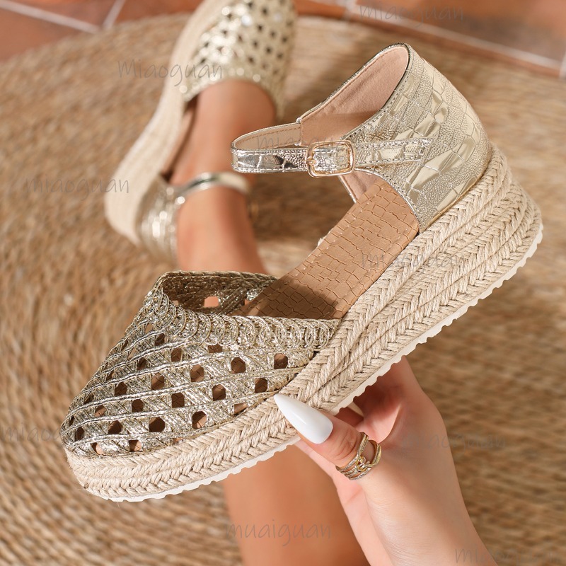 Boho Women's Hollow Out Woven  - Wedge Espadrille Women のレビューと価格