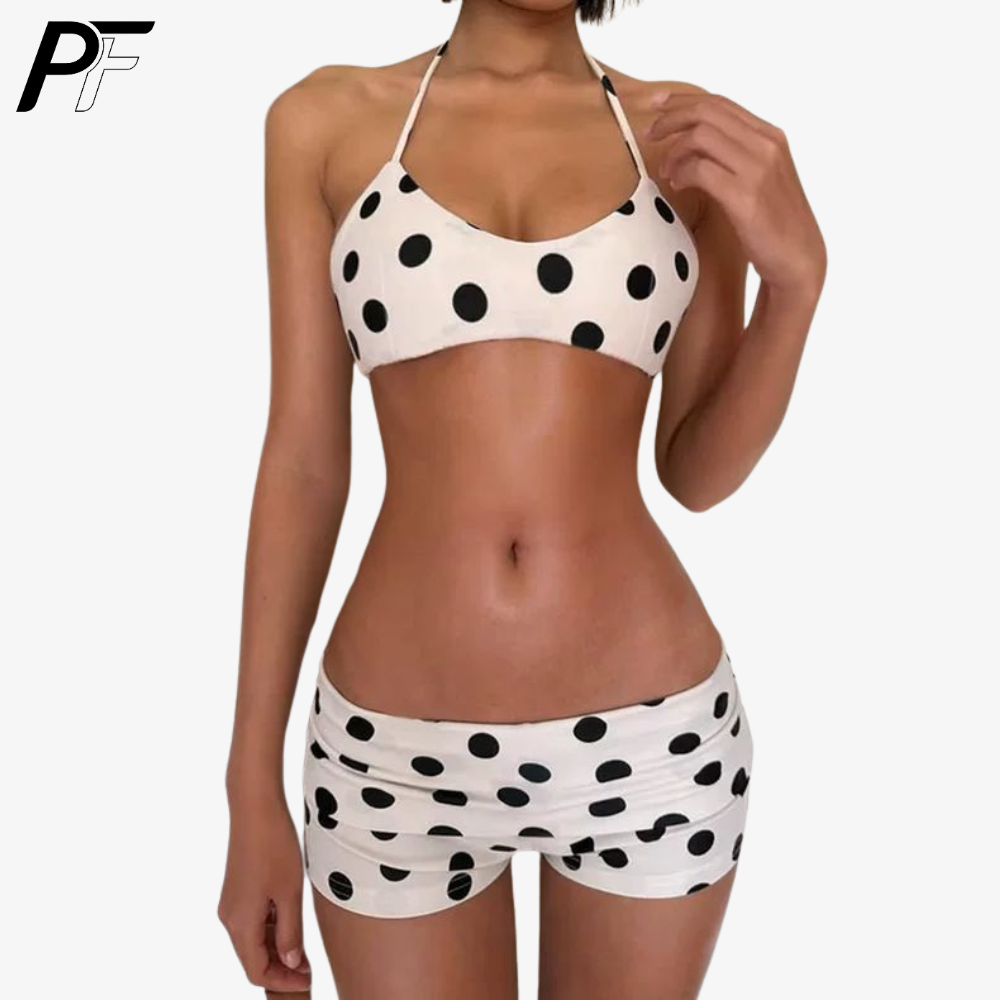 Women's Summer Polka Dot Halte - Swimsuit Bikini Ruched のレビューと価格