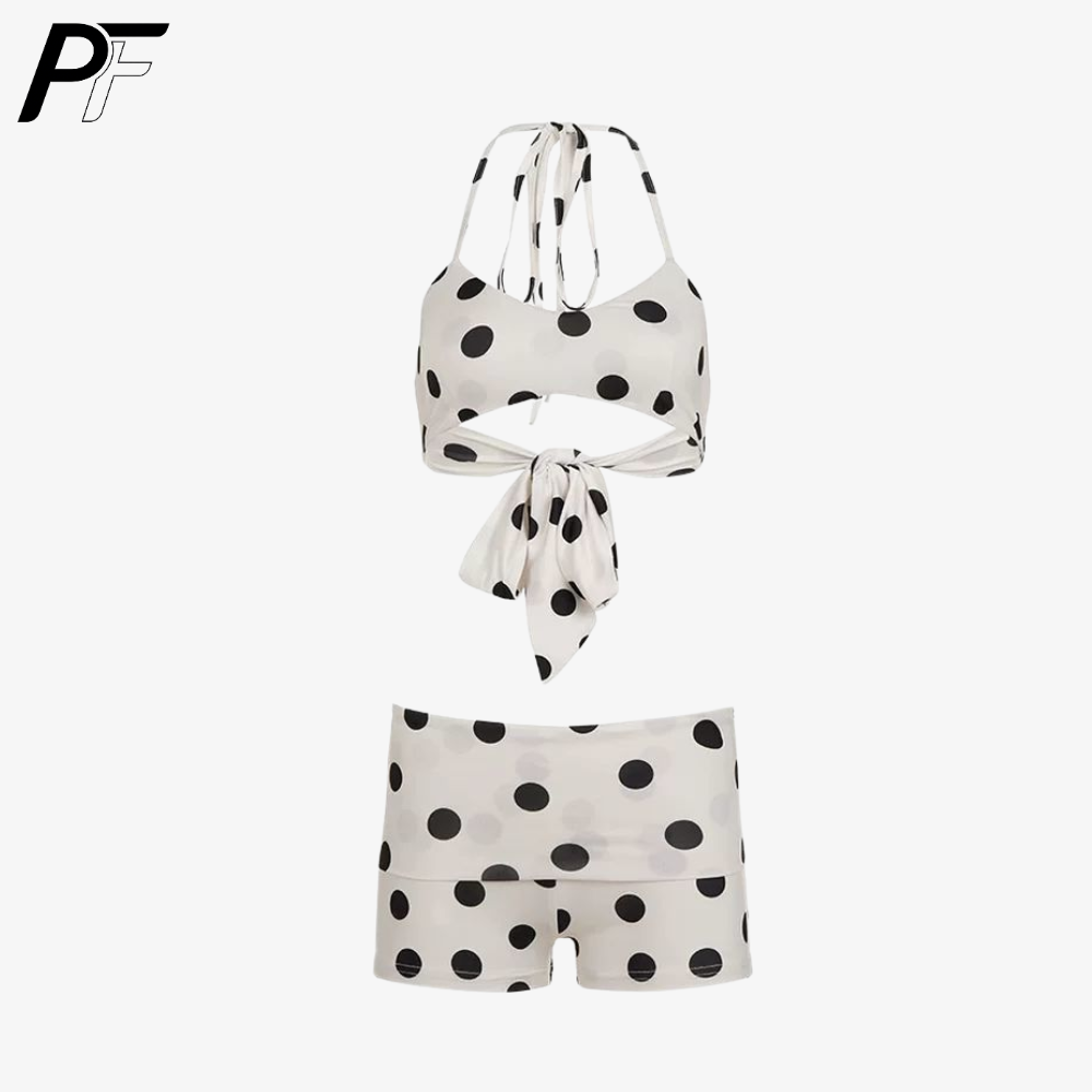 Women's Summer Polka Dot Halte - Swimsuit Bikini Ruched のレビューと価格