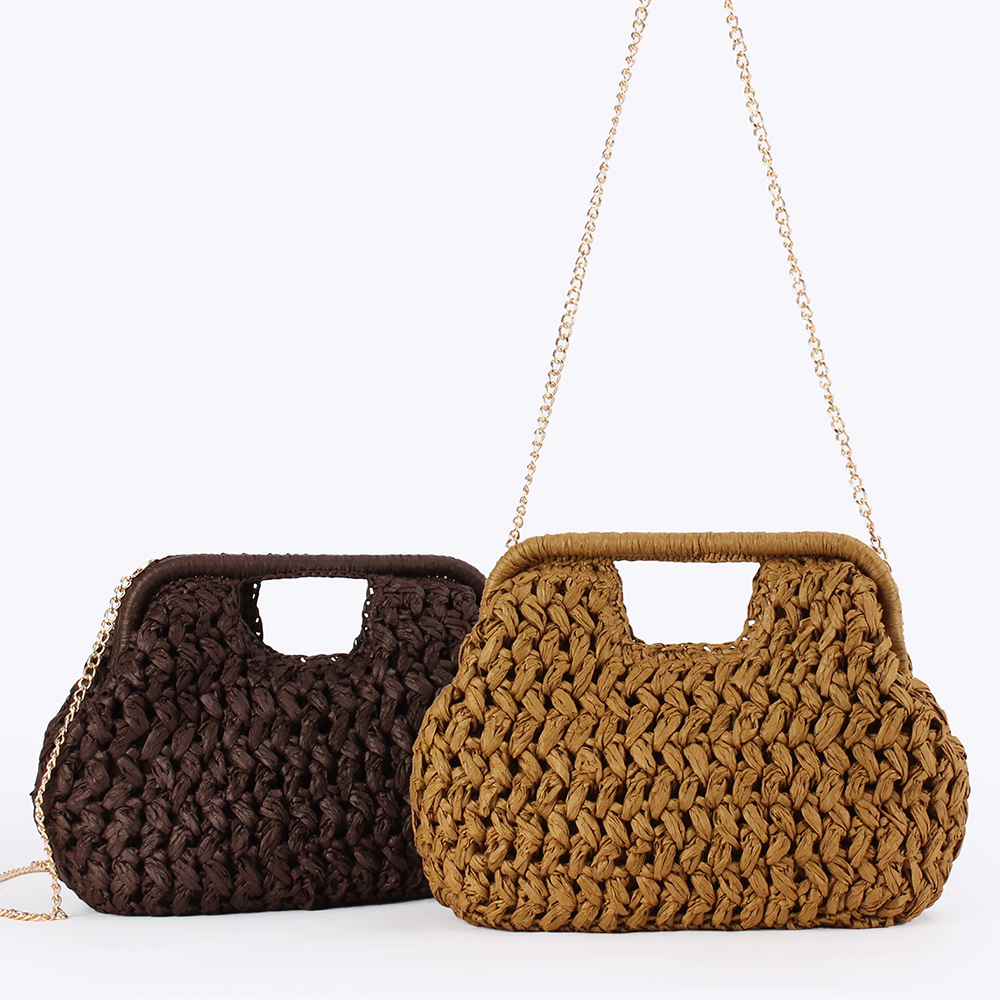 Elegant Ladies Chain Hand Knit - Crochet Bag Raffia のレビューと価格