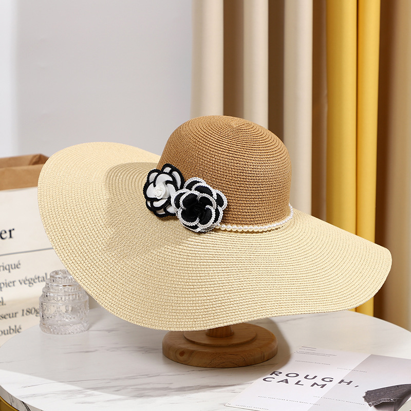 Two Tones Wide Brim Summer Hat - Hat Floppy Wide のレビューと価格