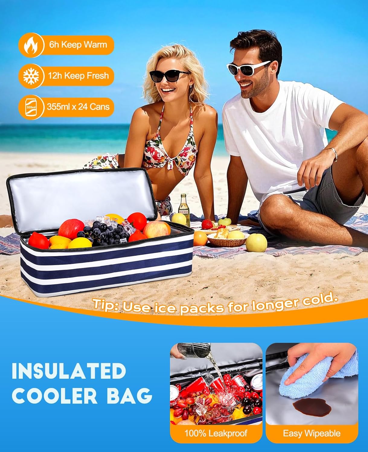 Beach Bag with Cooler, 49L Wat - Tote Bag Beach のレビューと価格