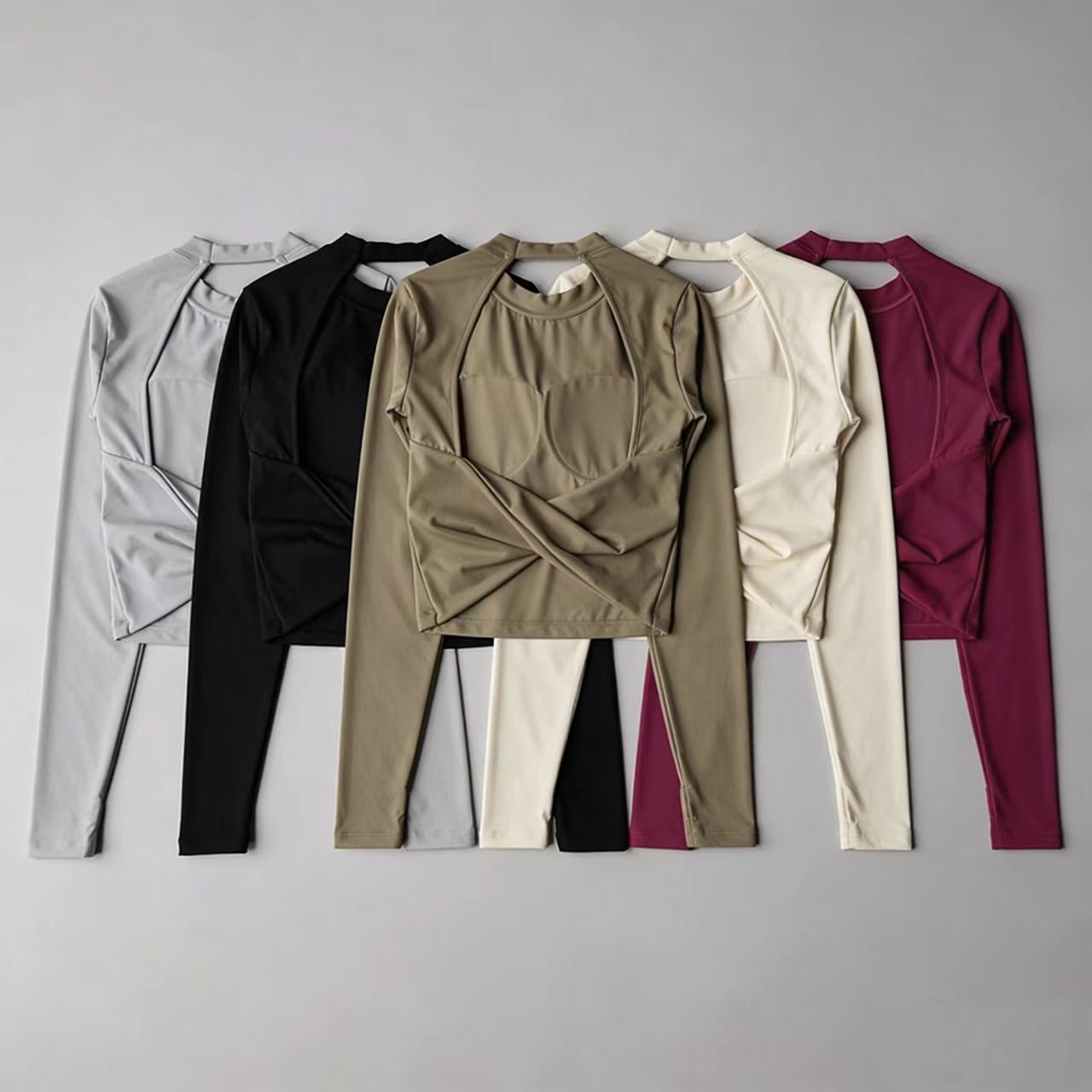 Women Long Sleeve Knotted Yoga - Crop Top Crochet のレビューと価格
