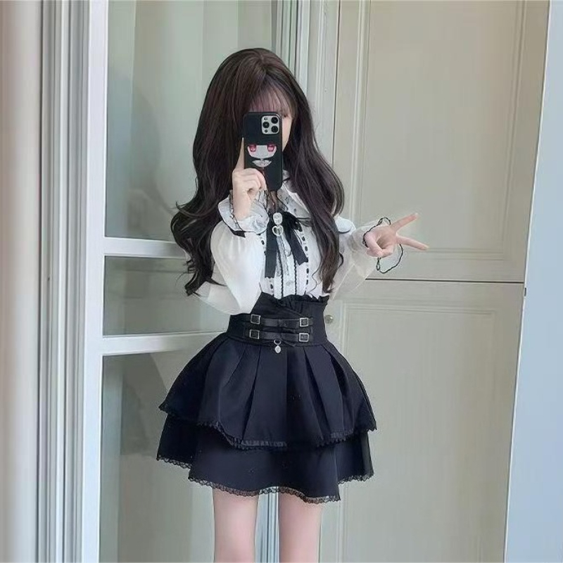Japanese Gothic Y2k Lolita Sty - Blouse Off Shoulder のレビューと価格