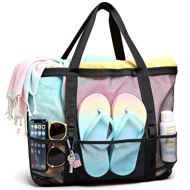 Travel Mesh Beach Bag for Wome - Tote Bag Beach のレビューと価格