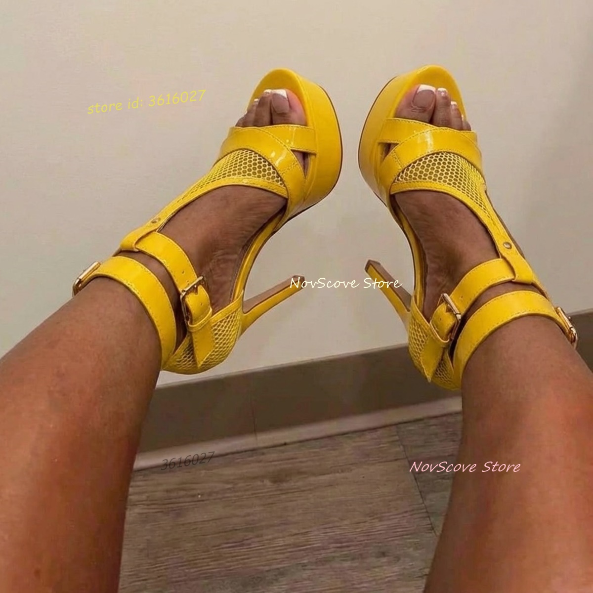 Yellow Open Toe Strappy Sandal - Sandal Strappy Heeled のレビューと価格