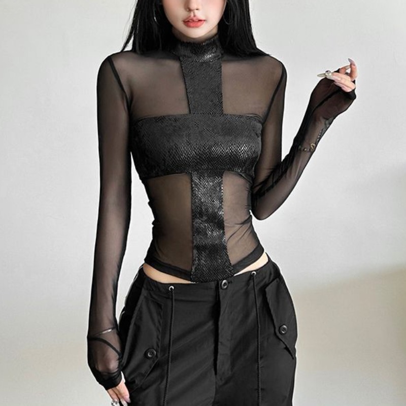 American Style Mesh Long Sleev - Blouse Off Shoulder のレビューと価格