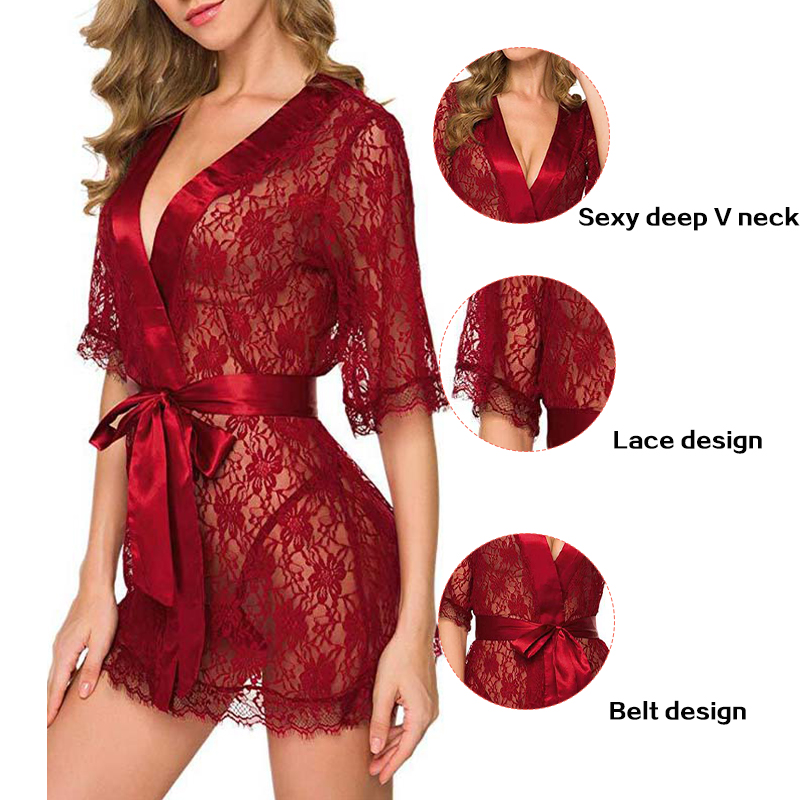New Hot Sexy Women Floral Lace - Kimono Sheer Floral のレビューと価格
