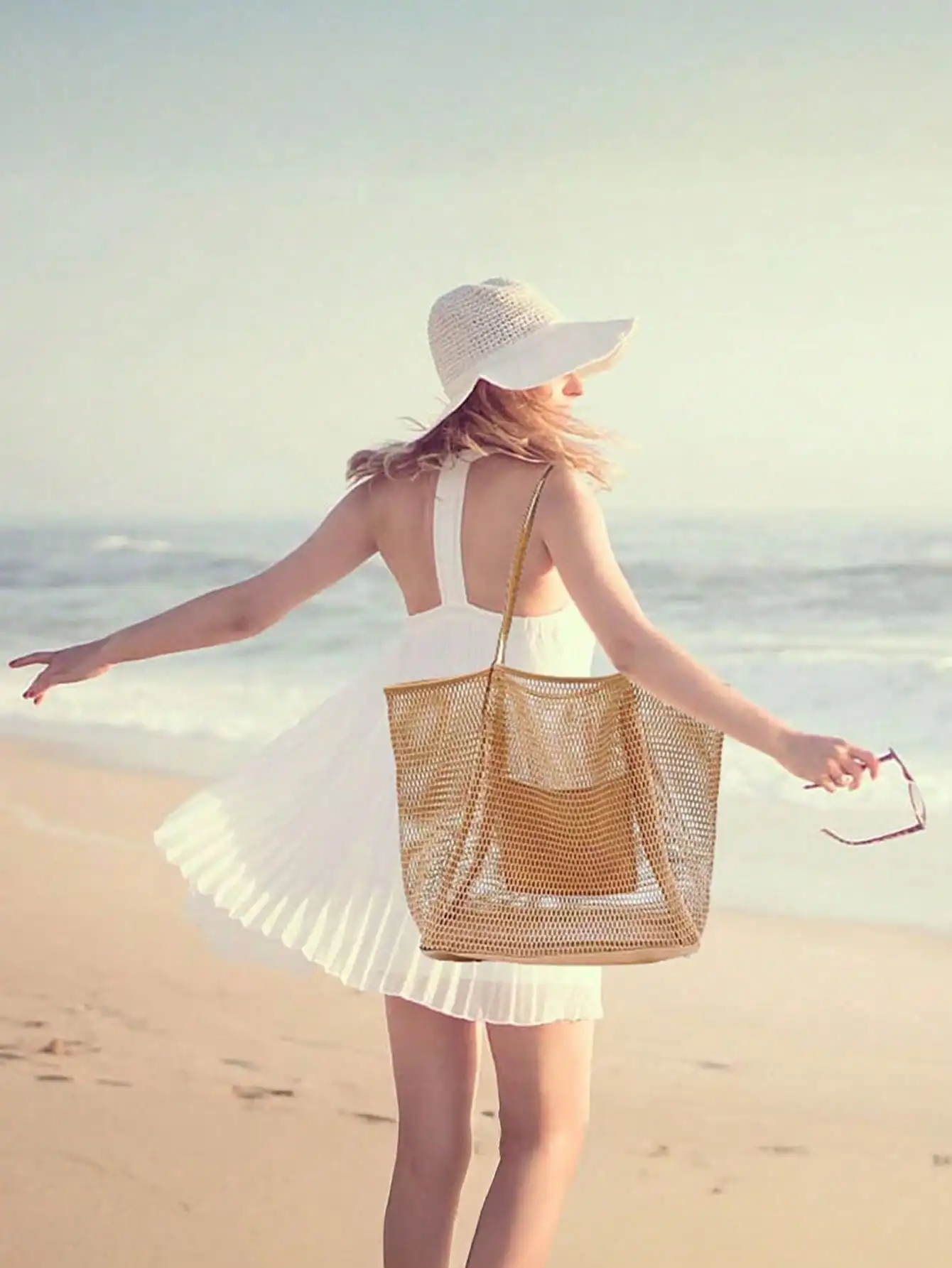 1pc Mesh Beach Tote Bag, Outdo - Tote Bag Beach のレビューと価格