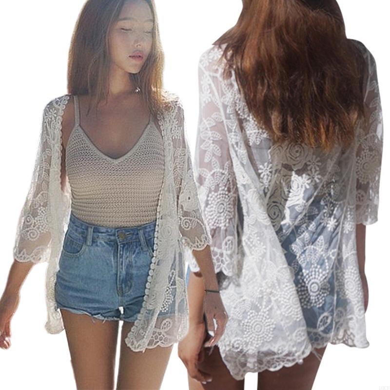 Women Lace Open Front Kimono C - Kimono Sheer Floral のレビューと価格