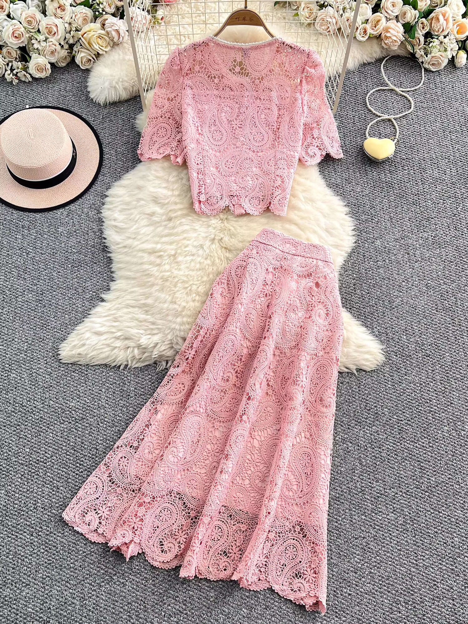 Elegant Pearl Long Dress Suits - Midi Skirt Floral のレビューと価格