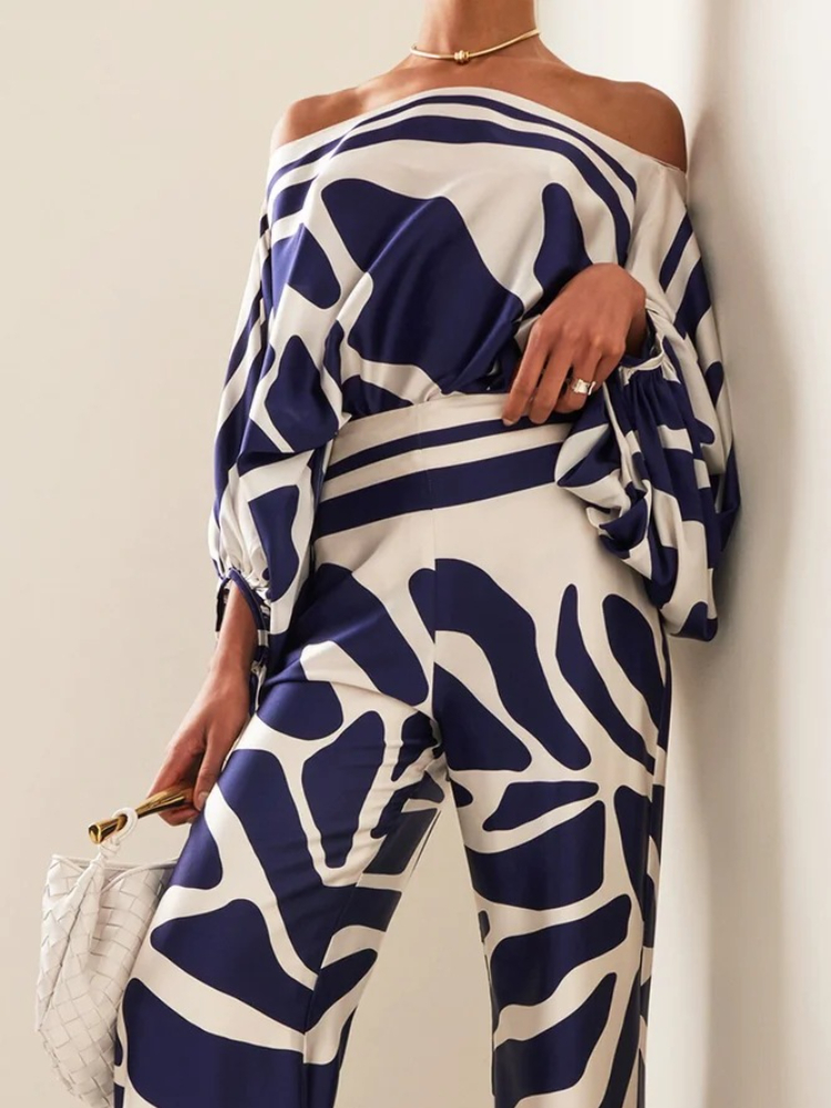 Women's Printed Satin 2-piece  - Blouse Off Shoulder のレビューと価格