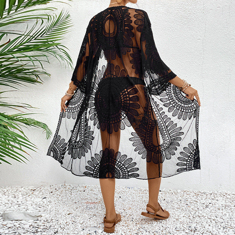 Lace Embroidered Lightweight K - Kimono Sheer Floral のレビューと価格
