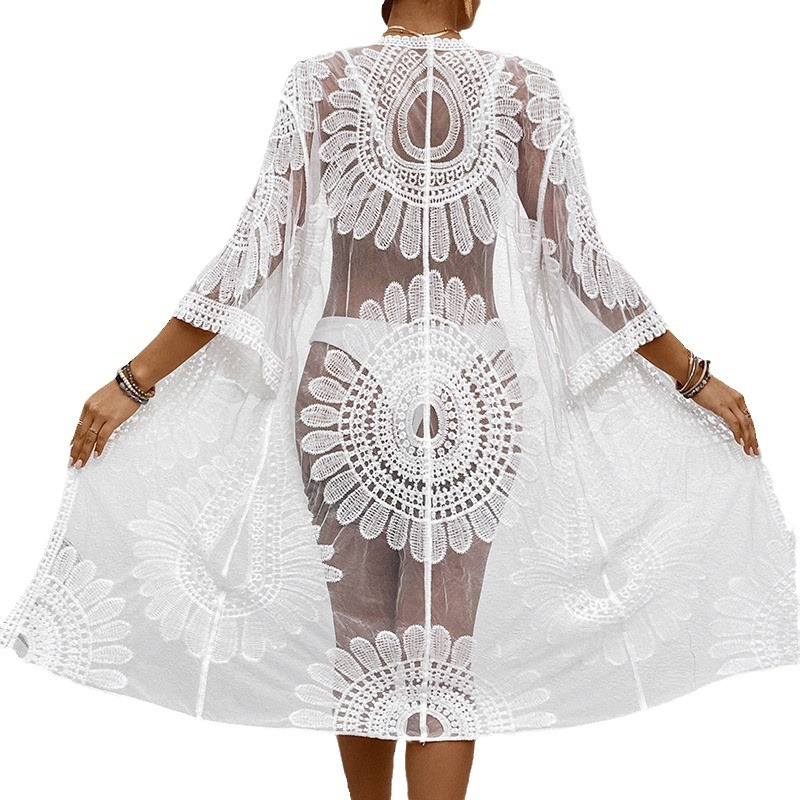 Lace Embroidered Lightweight K - Kimono Sheer Floral のレビューと価格