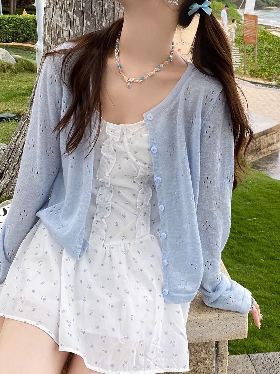 Summer Mint Green Thin Knitted - Cover Up Kaftan のレビューと価格