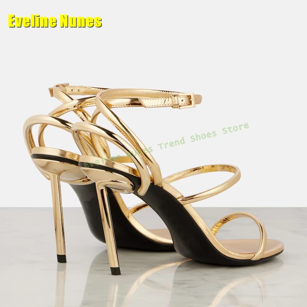 Golden Strappy Metallic Leathe - Sandal Strappy Heeled のレビューと価格