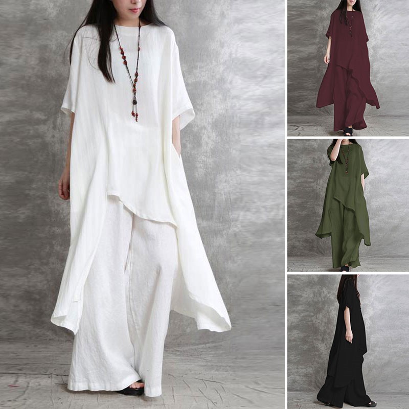 Women's Cotton Linen 2-piece S - Linen Pant Wide のレビューと価格