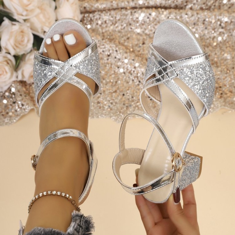 Women Block Heels Sandals Gold - Sandal Strappy Heeled のレビューと価格