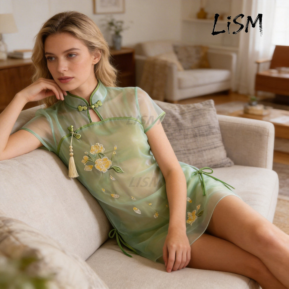 LiSM Women's Cheongsam Pajamas - Kimono Sheer Floral のレビューと価格