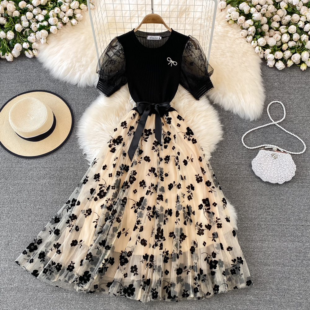 Ele Knitted Me Puffy Dr with B - Midi Skirt Floral のレビューと価格