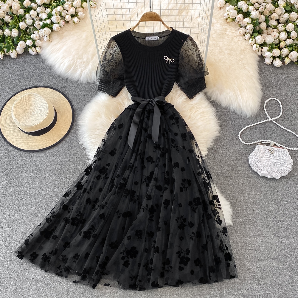 Ele Knitted Me Puffy Dr with B - Midi Skirt Floral のレビューと価格