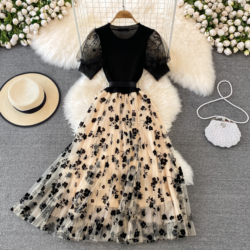 Ele Knitted Me Puffy Dr with B - Midi Skirt Floral のレビューと価格