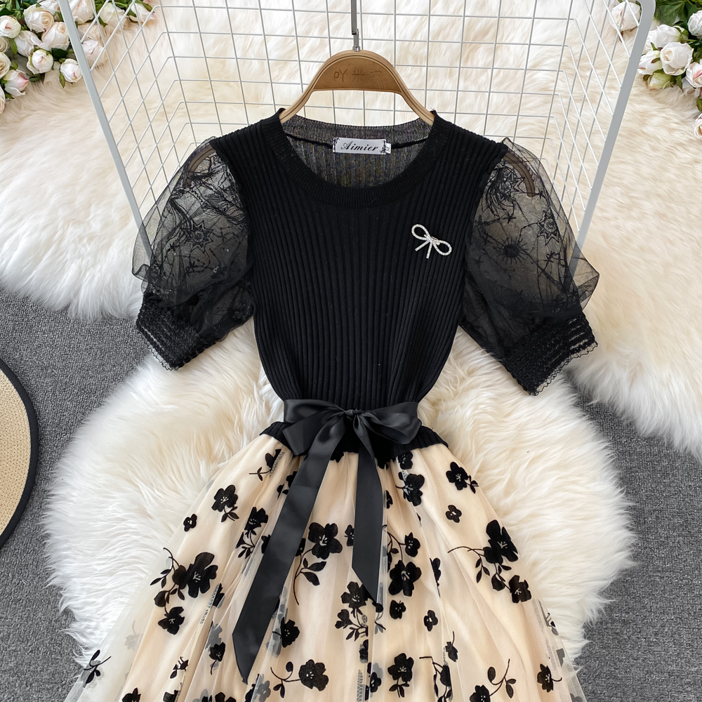 Ele Knitted Me Puffy Dr with B - Midi Skirt Floral のレビューと価格