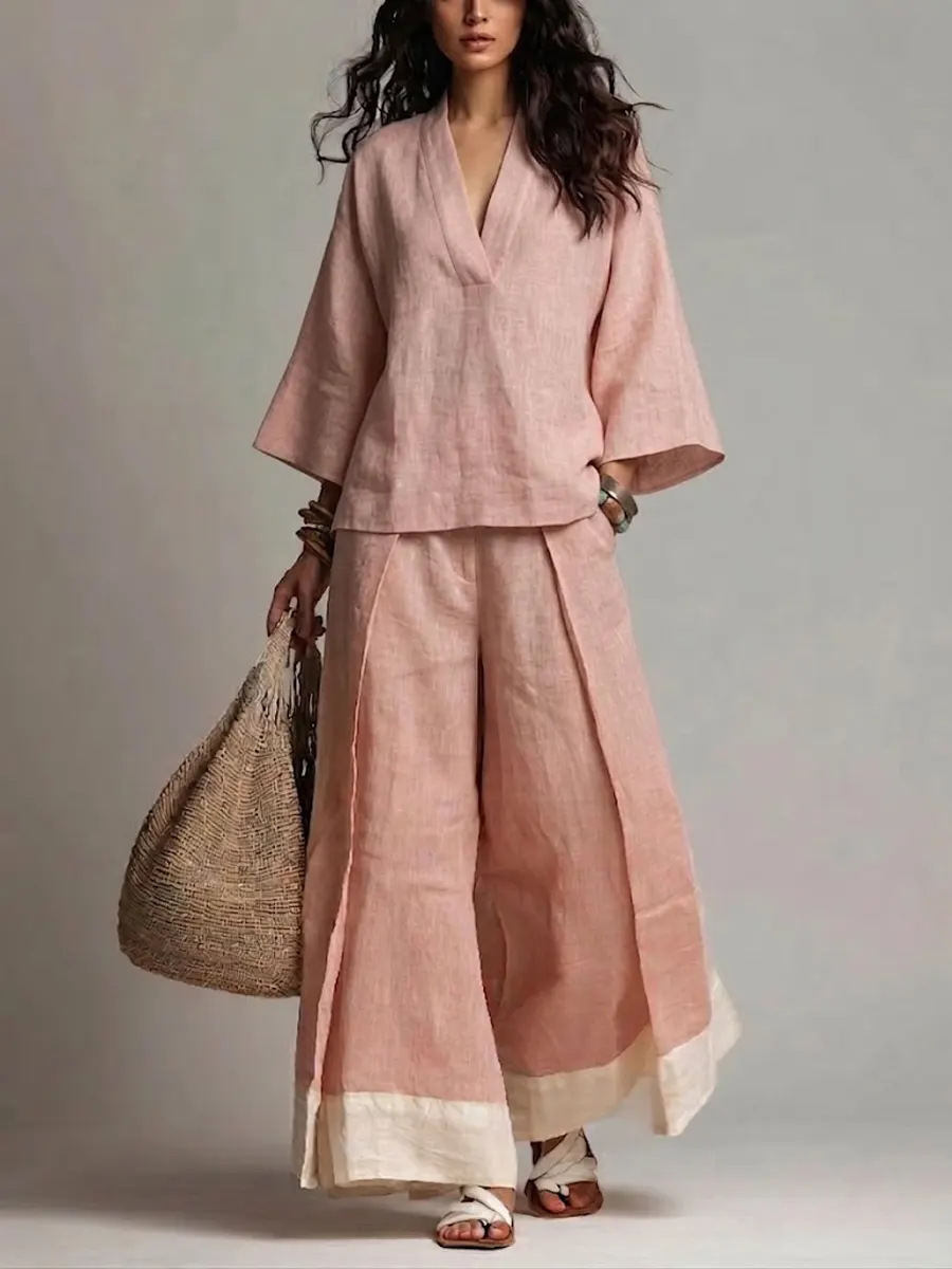 Summer Women V-neck Cotton Lin - Linen Pant Wide のレビューと価格