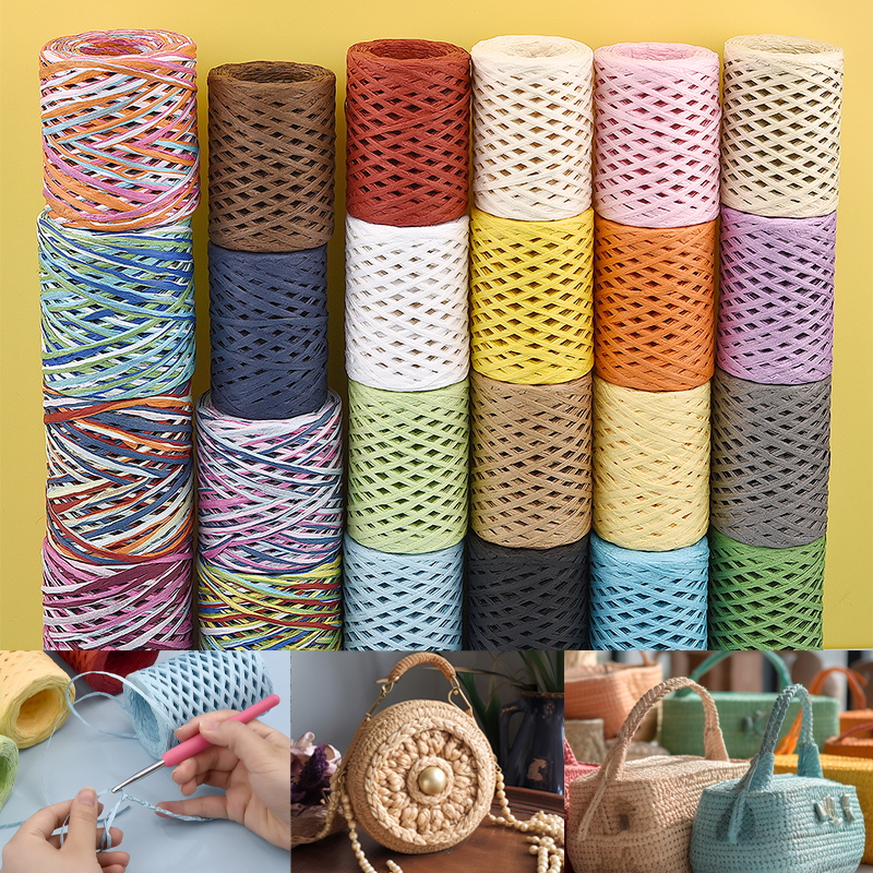 100M Natural Raffia Straw Yarn - Crochet Bag Raffia のレビューと価格