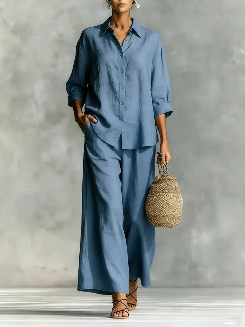 Women's New 7-Sleeve Shirt & W - Linen Pant Wide のレビューと価格