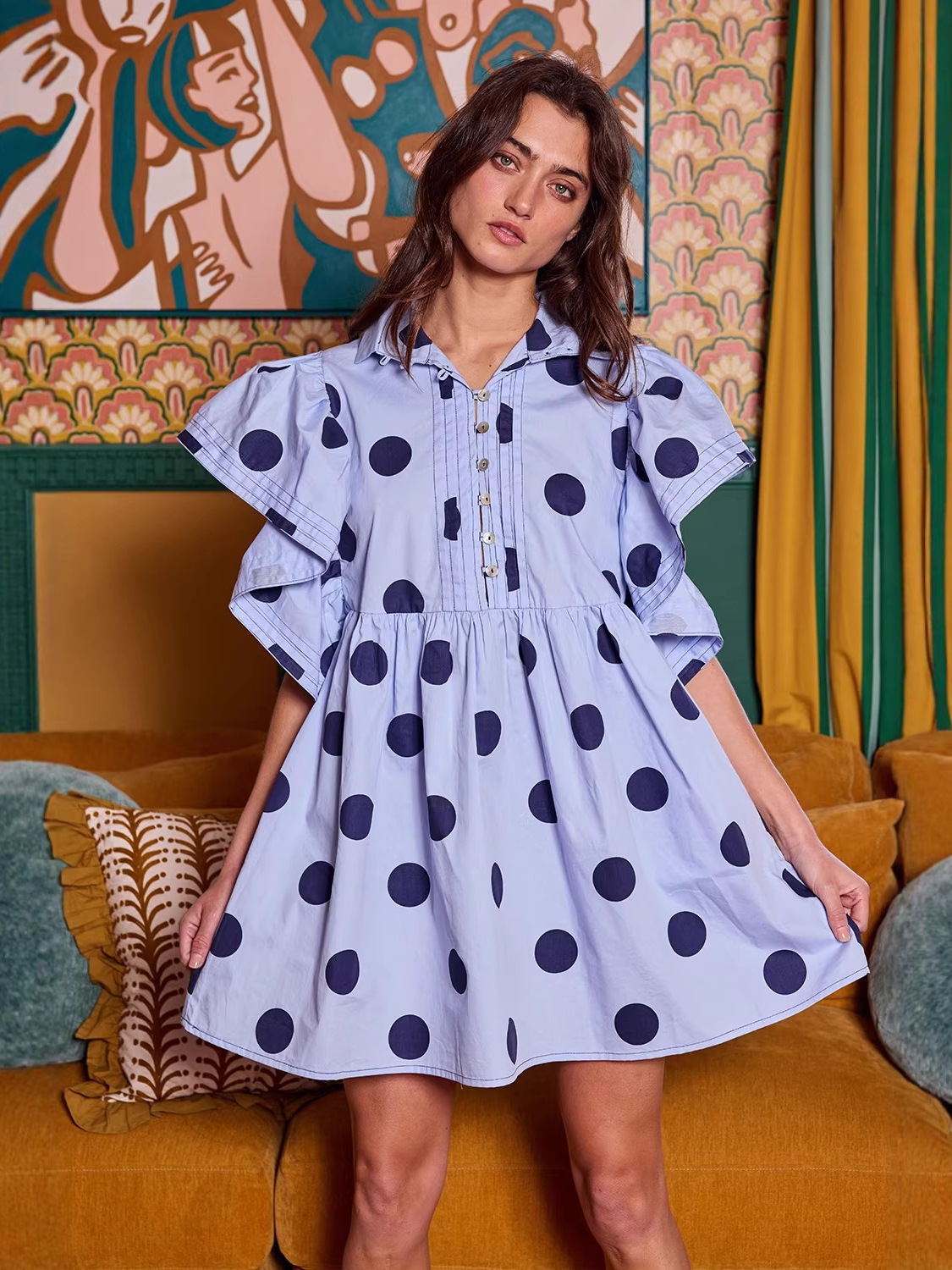 Spring Summer Polka Dot Print  - Blouse Off Shoulder のレビューと価格