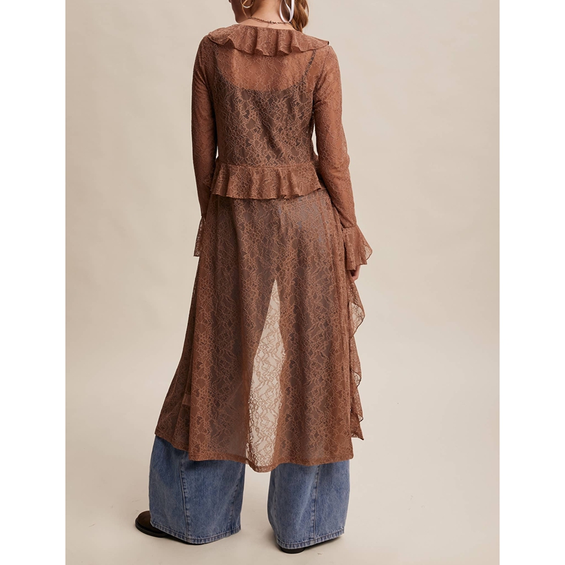 Women's Floral Lace Mesh Tie F - Kimono Sheer Floral のレビューと価格
