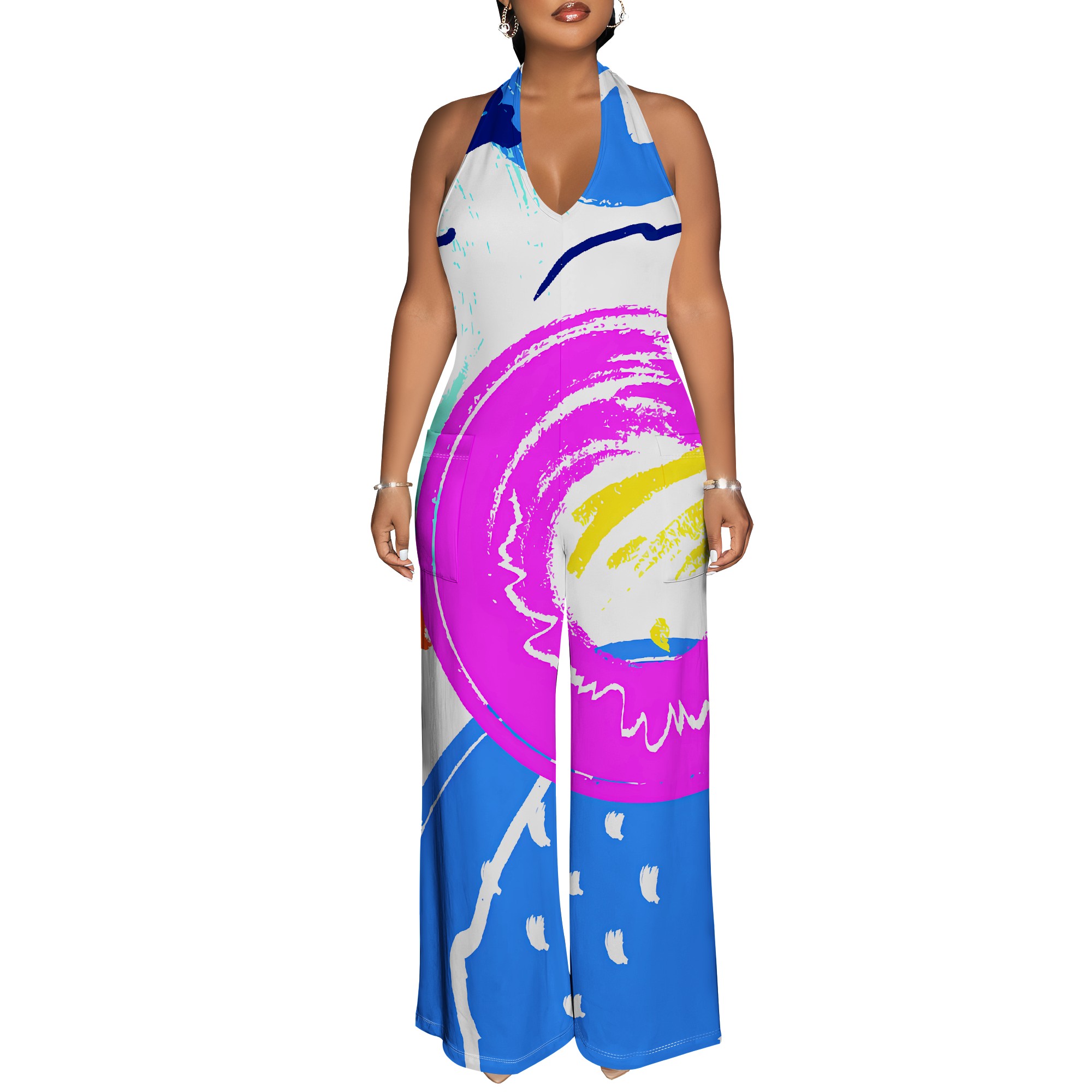 Bold Abstract Brushstroke Halt - Maxi Dress Halter のレビューと価格