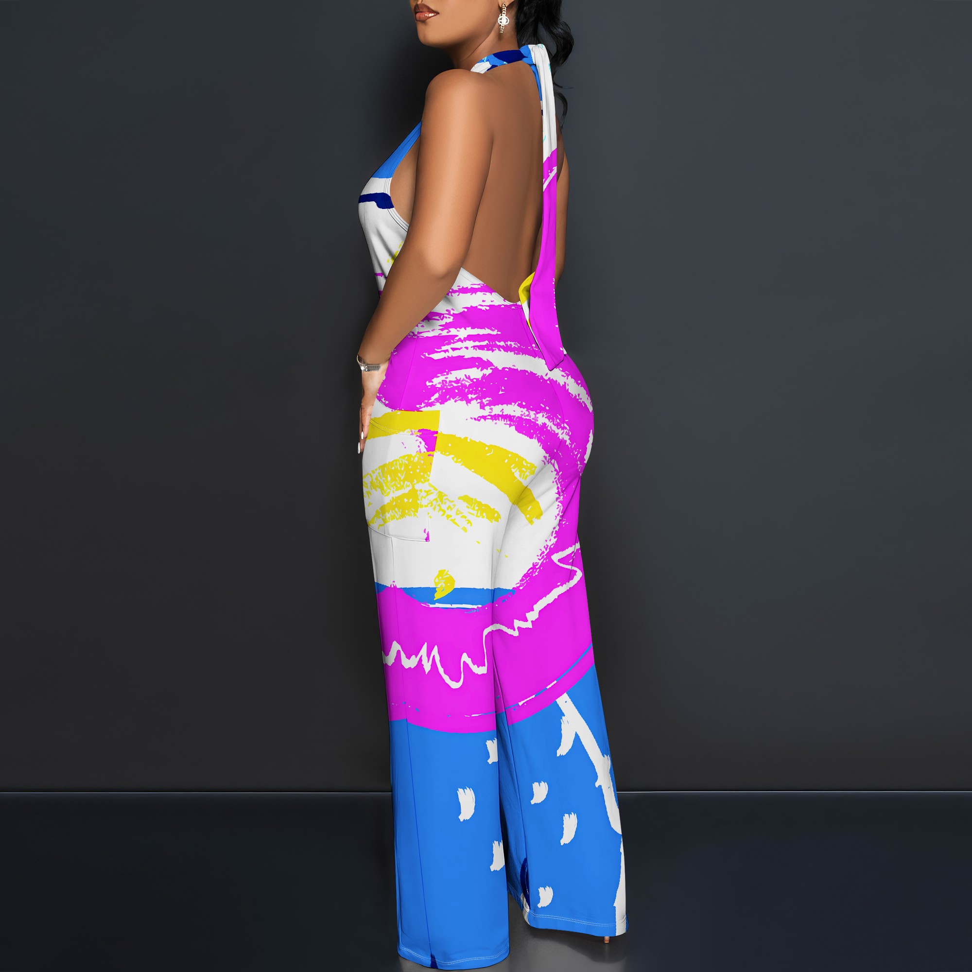 Bold Abstract Brushstroke Halt - Maxi Dress Halter のレビューと価格