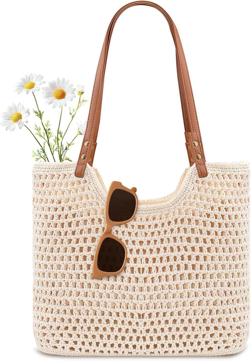 Crochet Beach Bag Purse, Boho  - Tote Bag Beach のレビューと価格