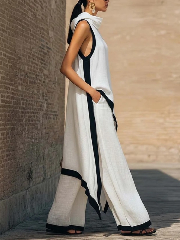 Women's linen Contrast Color S - Linen Pant Wide のレビューと価格