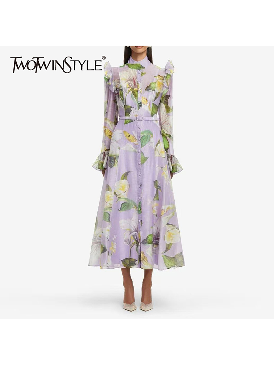 TWOTWINSTYLE Printing Spliced  - Linen Dress Wrap のレビューと価格