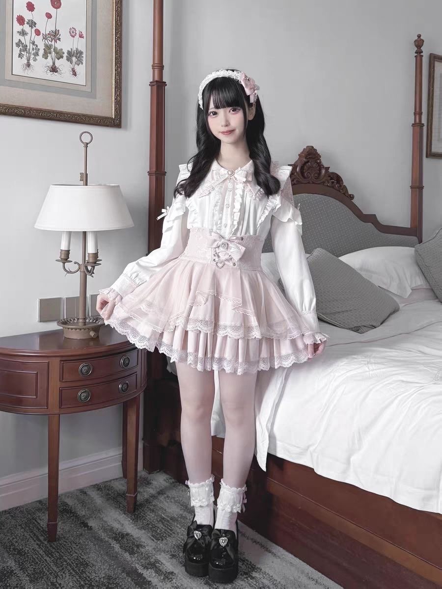 Harajuku Kawaii Skirt Sets Wom - Blouse Off Shoulder のレビューと価格