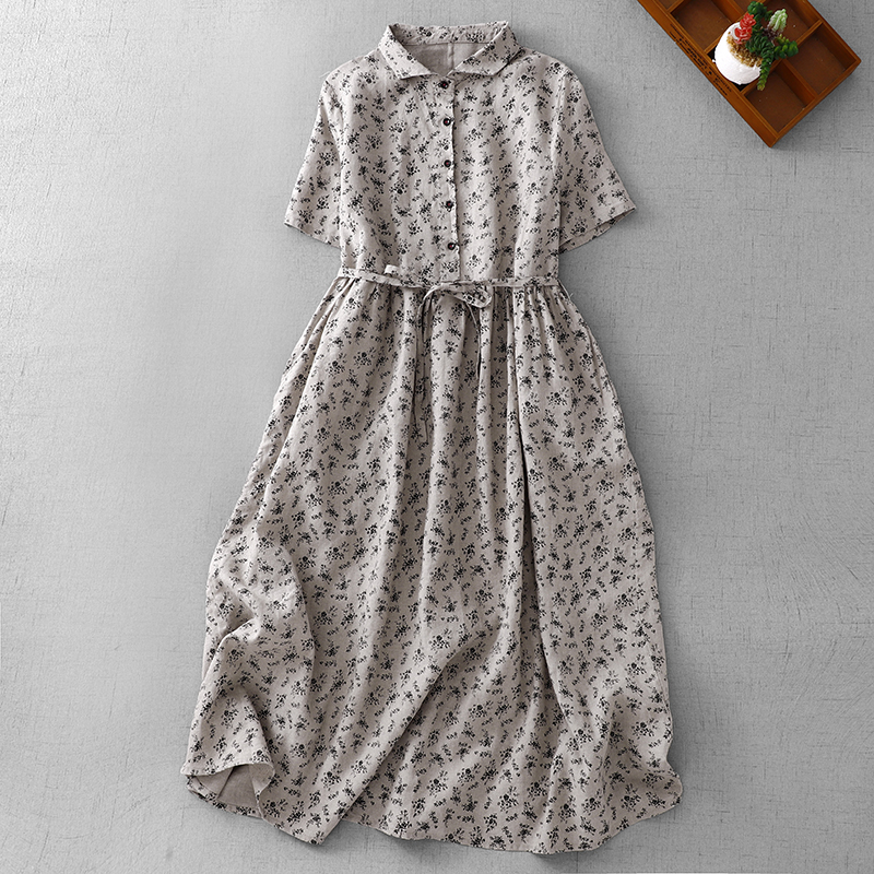 Summer Floral Cotton Linen Dr  - Midi Skirt Floral のレビューと価格