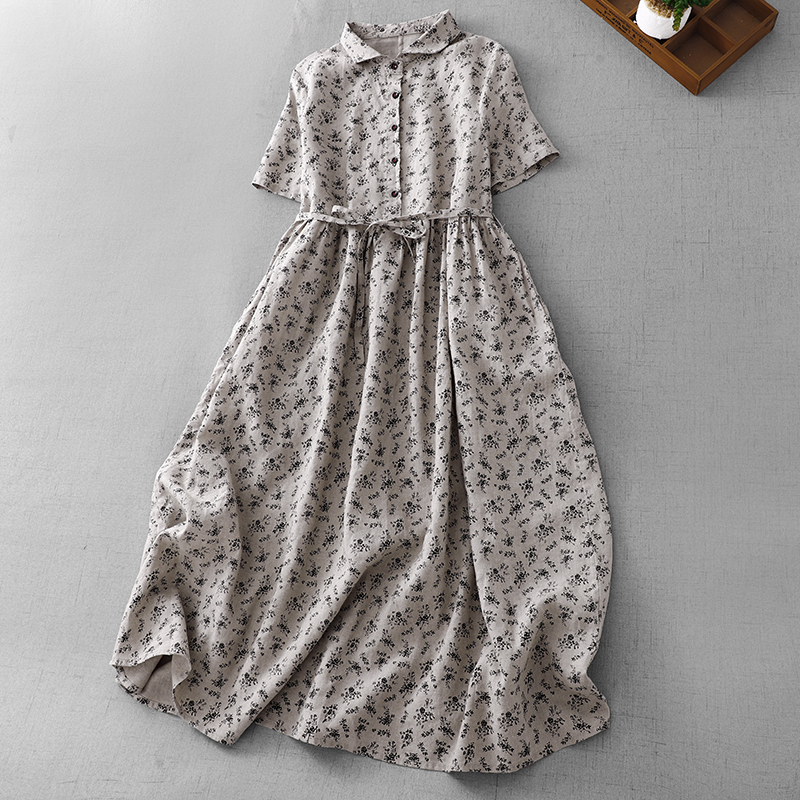 Summer Floral Cotton Linen Dr  - Midi Skirt Floral のレビューと価格
